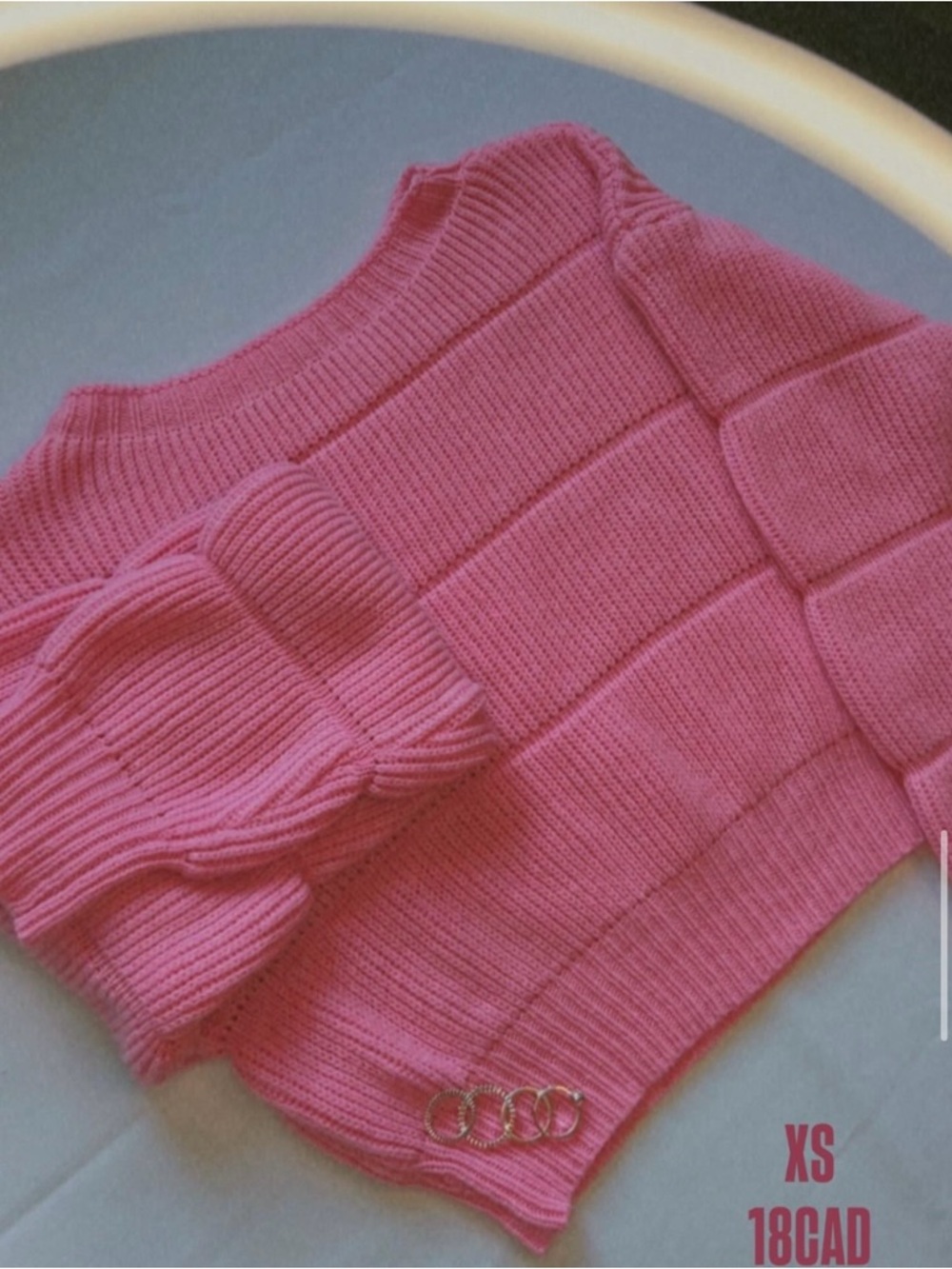 Pink Ribbed Knit Sweater - XS